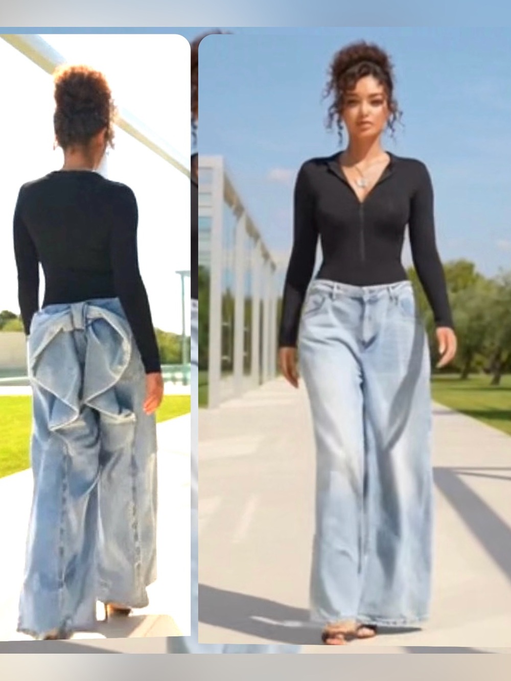 🎀Light Blue Wide Leg Jeans with Bow Back Detail - Women🎀